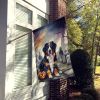 Bernese Mountain Dog Spooky Halloween House Flag Large Porch Sleeve Pole Decorative Outside Yard Banner Artwork Wall Hanging, Polyester, House Size