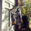 Witches Spooky Halloween House Flag Large Porch Sleeve Pole Decorative Outside Yard Banner Artwork Wall Hanging, Polyester, House Size, Multicolor