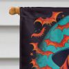 Longhair Dachshund Witchy Halloween House Flag Large Porch Sleeve Pole Decorative Outside Yard Banner Artwork Wall Hanging, Polyester, House Size