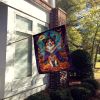 Sheltie Witchy Halloween House Flag Large Porch Sleeve Pole Decorative Outside Yard Banner Artwork Wall Hanging, Polyester, House Size, Multicolor