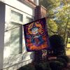 American Eskimo Witchy Halloween House Flag Large Porch Sleeve Pole Decorative Outside Yard Banner Artwork Wall Hanging, Polyester, House Size