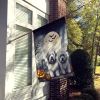Old English Sheepdog Spooky Halloween House Flag Large Porch Sleeve Pole Decorative Outside Yard Banner Artwork Wall Hanging, Polyester, House Size