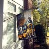 Yellow Labrador Retriever Spooky Halloween House Flag Large Porch Sleeve Pole Decorative Outside Yard Banner Artwork Wall Hanging, Polyester