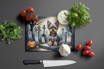 NEW Yorkshire Terrier Spooky Halloween Glass Cutting Board Decorative Tempered Glass Kitchen Cutting and Serving Board Large Size Chopping Board