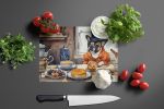 NEW French Bulldog Fall Kitchen Pumpkins Glass Cutting Board Decorative Tempered Glass Kitchen Cutting and Serving Board Large Size Chopping Board