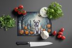 NEW English Bulldog Spooky Halloween Glass Cutting Board Decorative Tempered Glass Kitchen Cutting and Serving Board Large Size Chopping Board