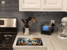 NEW American Eskimo Spooky Halloween Glass Cutting Board Decorative Tempered Glass Kitchen Cutting and Serving Board Large Size Chopping Board