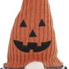 8.3x4.7x23.5" Fabric Sitting Gnome with Orange Knit Hat, for Halloween Decor