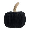 Set of 2, 9.5" Black Velvet Pumpkin Large, for Holiday Halloween Decor