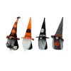 Set of 4, 12"H Halloween Gnome Decor, Black/Orange/Gray