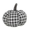 7x7x6.7" Fabric Black-White Plaid Pumpkin Decor, for Holiday Halloween Decoration