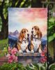 Basset Hound Two Hearts Garden Flag Mailbox Flag Decorative Yard Flag Banner Outside Patio Artwork Yard Flower Beds, Garden Size, Multicolor