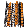 25pcs Halloween Party Straws Black and Orange Biodegradable Drinking Stripe Straws