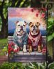 English Bulldog Two Hearts Garden Flag Mailbox Flag Decorative Yard Flag Banner Outside Patio Artwork Yard Flower Beds, Garden Size, Multicolor