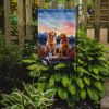 Golden Retriever Two Hearts Garden Flag Mailbox Flag Decorative Yard Flag Banner Outside Patio Artwork Yard Flower Beds, Garden Size, Multicolor