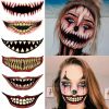 10 Pcs, Halloween Prank Makeup Temporary Tattoo, Halloween Clown Scary Mouth Tattoo Stickers, Halloween Temporary Tattoo Face Decal Prank Props
