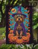 Silky Terrier Witchy Halloween Garden Flag Mailbox Flag Decorative Yard Flag Banner Outside Patio Artwork Yard Flower Beds, Garden Size, Multicolor