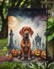 Vizsla Spooky Halloween Garden Flag Mailbox Flag Decorative Yard Flag Banner Outside Patio Artwork Yard Flower Beds, Garden Size, Multicolor