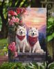 Samoyed Two Hearts Garden Flag Mailbox Flag Decorative Yard Flag Banner Outside Patio Artwork Yard Flower Beds, Garden Size, Multicolor