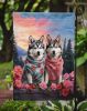 Siberian Husky Two Hearts Garden Flag Mailbox Flag Decorative Yard Flag Banner Outside Patio Artwork Yard Flower Beds, Garden Size, Multicolor