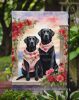 Black Labrador Retriever Two Hearts Garden Flag Mailbox Flag Decorative Yard Flag Banner Outside Patio Artwork Yard Flower Beds, Garden Size