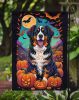 Bernese Mountain Dog Witchy Halloween Garden Flag Mailbox Flag Decorative Yard Flag Banner Outside Patio Artwork Yard Flower Beds, Garden Size