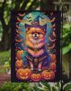 Pomeranian Witchy Halloween Garden Flag Mailbox Flag Decorative Yard Flag Banner Outside Patio Artwork Yard Flower Beds, Garden Size, Multicolor