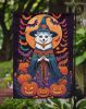 American Eskimo Witchy Halloween Garden Flag Mailbox Flag Decorative Yard Flag Banner Outside Patio Artwork Yard Flower Beds, Garden Size, Multicolor