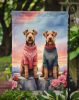 Airedale Terrier Two Hearts Garden Flag Mailbox Flag Decorative Yard Flag Banner Outside Patio Artwork Yard Flower Beds, Garden Size, Multicolor