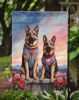 German Shepherd Two Hearts Garden Flag Mailbox Flag Decorative Yard Flag Banner Outside Patio Artwork Yard Flower Beds, Garden Size, Multicolor