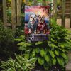 English Bulldog Two Hearts Garden Flag Mailbox Flag Decorative Yard Flag Banner Outside Patio Artwork Yard Flower Beds, Garden Size, Multicolor