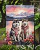 Alaskan Malamute Two Hearts Garden Flag Mailbox Flag Decorative Yard Flag Banner Outside Patio Artwork Yard Flower Beds, Garden Size, Multicolor