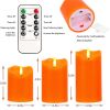 Flameless Candles Lights, Set of 3 Orange Flickering LED Candles with Remote & Timer, Dimmable LED Pillar Candles Battery Operated