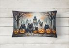 Spooky Halloween Throw Pillow Throw Pillow for Indoor Couch Bed Outdoor Patio Washable, Keeshond 2046,12Hx16W