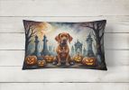 Spooky Halloween Throw Pillow Throw Pillow for Indoor Couch Bed Outdoor Patio Washable, Vizsla 2056,12Hx16W