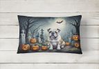 Spooky Halloween Throw Pillow Throw Pillow for Indoor Couch Bed Outdoor Patio Washable, English Bulldog 2040,12Hx16W