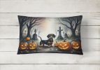 Spooky Halloween Throw Pillow Throw Pillow for Indoor Couch Bed Outdoor Patio Washable, Dachshund 2037,12Hx16W