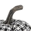 7x7x6.7" Fabric Black-White Plaid Pumpkin Decor, for Holiday Halloween Decoration