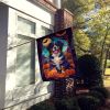 Bernese Mountain Dog Witchy Halloween House Flag Large Porch Sleeve Pole Decorative Outside Yard Banner Artwork Wall Hanging, Polyester, House Size