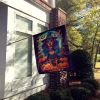 Longhair Black and Tan Dachshund Witchy Halloween House Flag Large Porch Sleeve Pole Decorative Outside Yard Banner Artwork Wall Hanging, Polyester