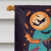Pug Witchy Halloween House Flag Large Porch Sleeve Pole Decorative Outside Yard Banner Artwork Wall Hanging, Polyester, House Size, Multicolor
