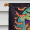 Pomeranian Witchy Halloween House Flag Large Porch Sleeve Pole Decorative Outside Yard Banner Artwork Wall Hanging, Polyester, House Size, Multicolor
