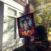 Australian Shepherd Witchy Halloween House Flag Large Porch Sleeve Pole Decorative Outside Yard Banner Artwork Wall Hanging, Polyester, House Size