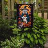 White English Bulldog Witchy Halloween Garden Flag Mailbox Flag Decorative Yard Flag Banner Outside Patio Artwork Yard Flower Beds, Garden Size
