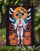 White Boxer Witchy Halloween Garden Flag Mailbox Flag Decorative Yard Flag Banner Outside Patio Artwork Yard Flower Beds, Garden Size, Multicolor