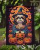 Shih Tzu Witchy Halloween Garden Flag Mailbox Flag Decorative Yard Flag Banner Outside Patio Artwork Yard Flower Beds, Garden Size, Multicolor