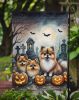 Pomeranian Spooky Halloween Garden Flag Mailbox Flag Decorative Yard Flag Banner Outside Patio Artwork Yard Flower Beds, Garden Size, Multicolor