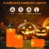 Flameless Candles Lights, Set of 3 Orange Flickering LED Candles with Remote & Timer, Dimmable LED Pillar Candles Battery Operated