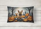 Spooky Halloween Throw Pillow Throw Pillow for Indoor Couch Bed Outdoor Patio Washable, Norwich Terrier 2049,12Hx16W