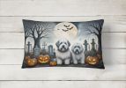 Spooky Halloween Throw Pillow Throw Pillow for Indoor Couch Bed Outdoor Patio Washable, Old English Sheepdog 2070,12Hx16W
